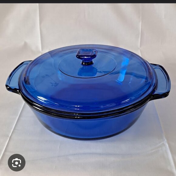 Anchor Hocking Other - Anchor Ovenware Cobalt Blue Glass Round Casserole Dish with lid